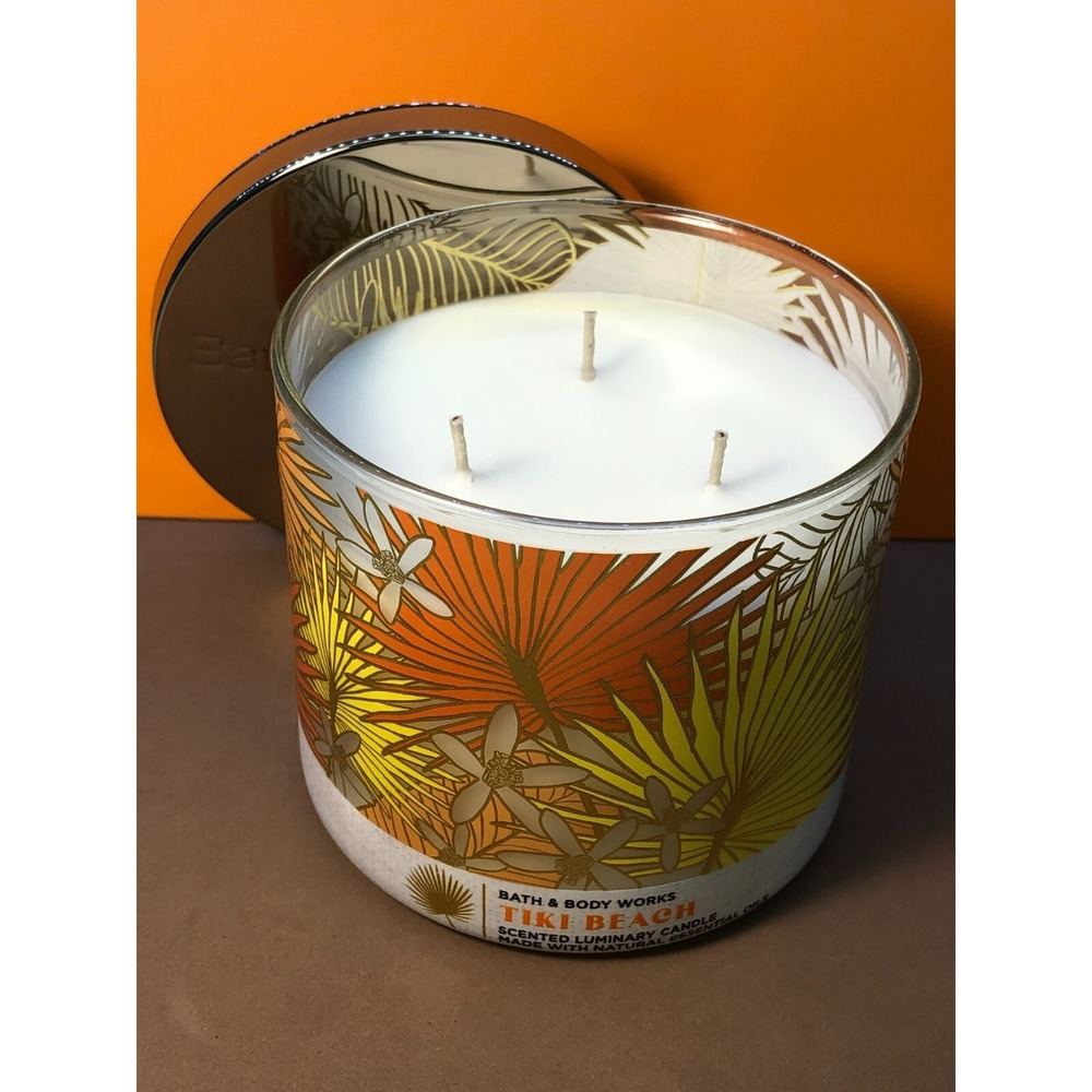 Bath & Body Works "TIKI BEACH" 3 Wick Scented Luminary Candle 14.5 oz